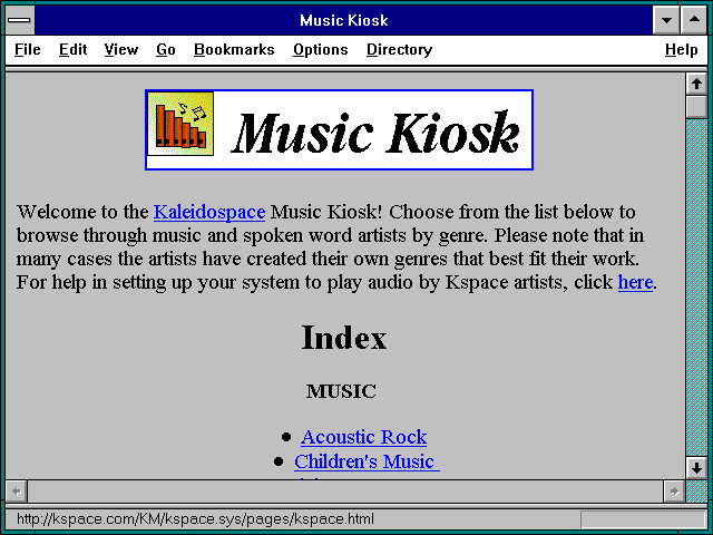 Screenshot of Music Kiosk