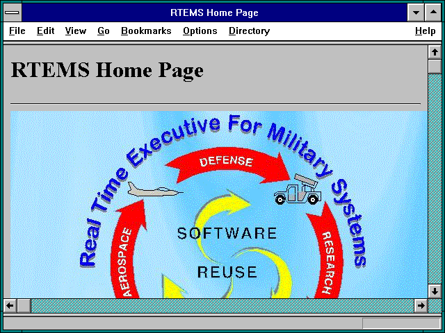 Screenshot of RTEMS Home Page