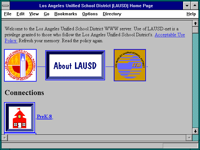 Screenshot of Los Angeles Unified School District (LAUSD) Home Page