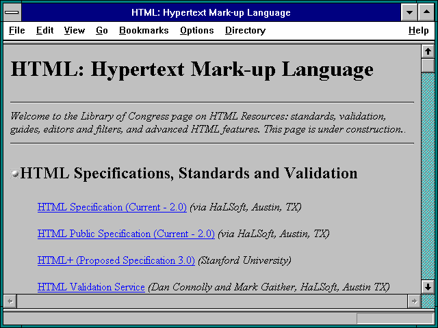 Screenshot of HTML: Hypertext Mark-up Language