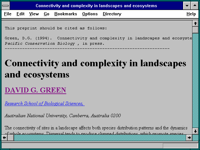 Screenshot of Connectivity and complexity in landscapes and ecosystems