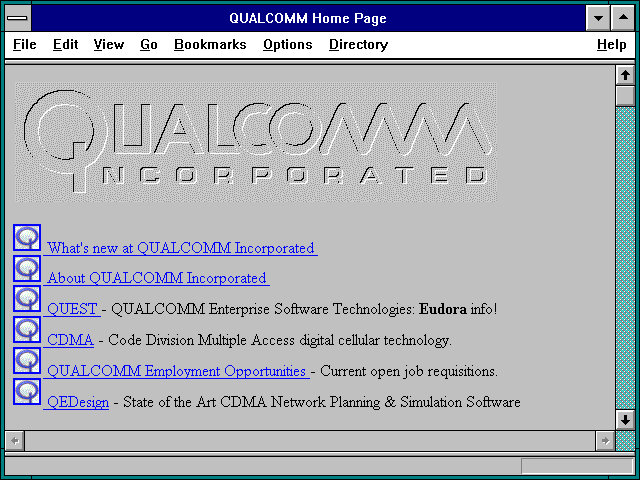 Screenshot of QUALCOMM Home Page