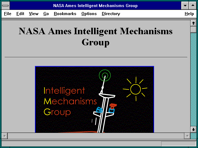 Screenshot of NASA Ames Intelligent Mechanisms Group