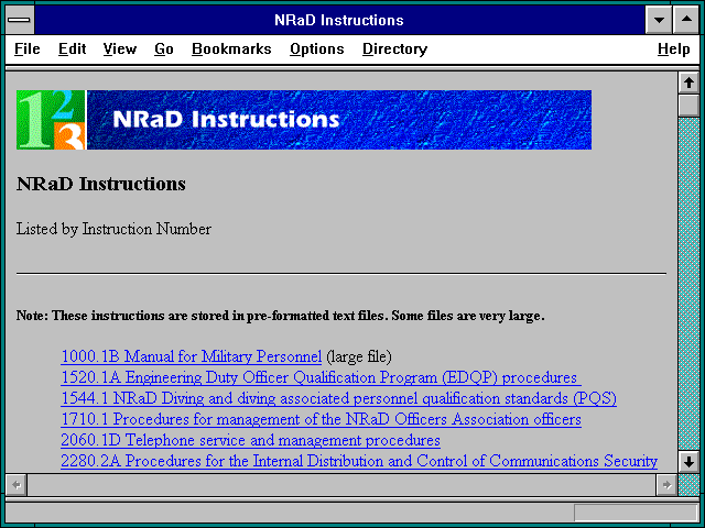 Screenshot of NRaD Instructions