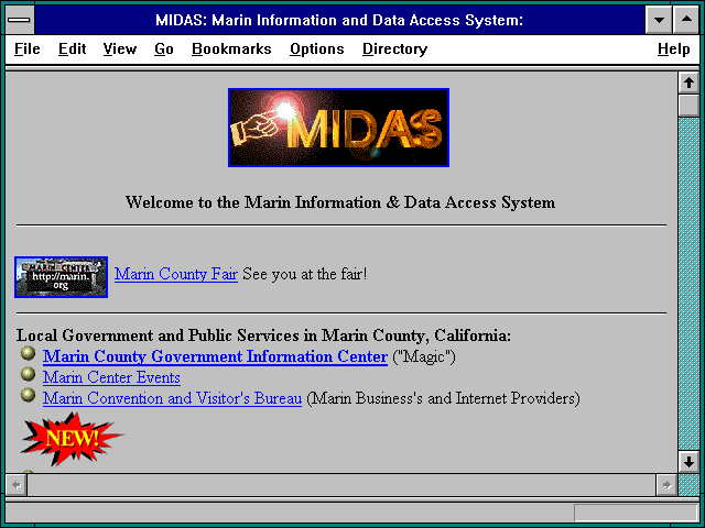 Screenshot of MIDAS: Marin Information and Data Access System:
