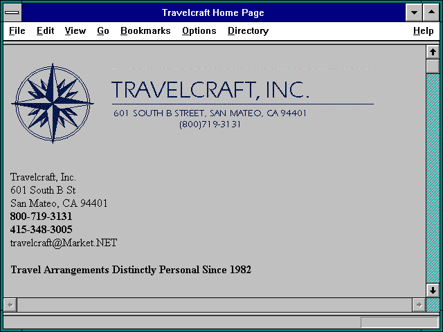 Screenshot of Travelcraft Home Page