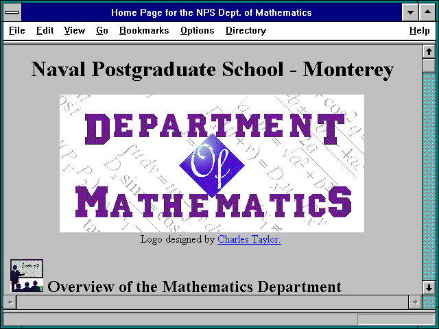 Screenshot of Home Page for the NPS Dept. of Mathematics