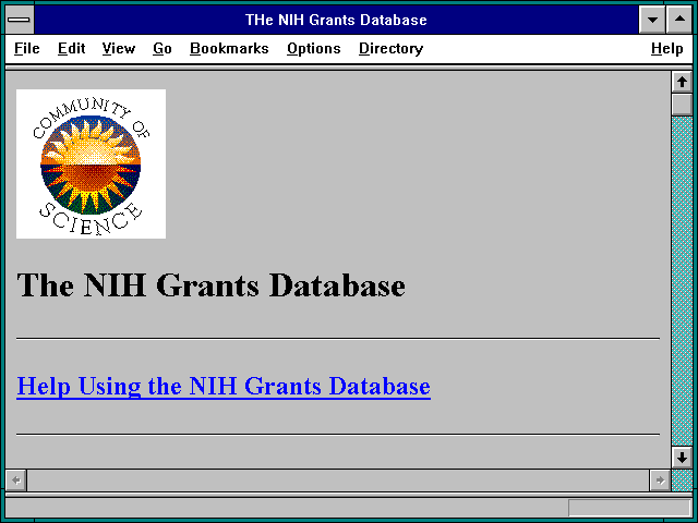 Screenshot of THe NIH Grants Database