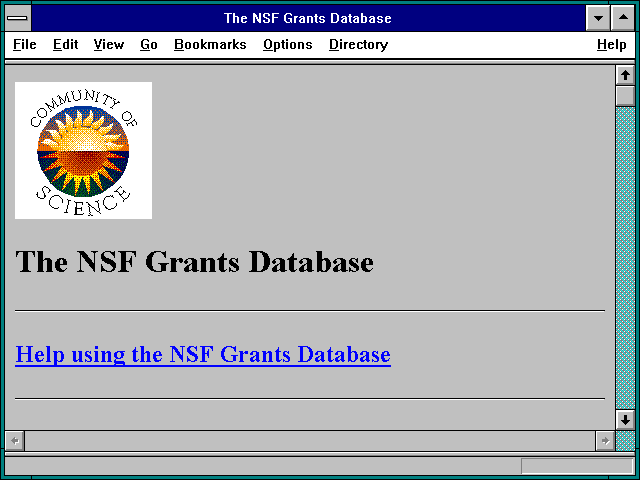 Screenshot of The NSF Grants Database