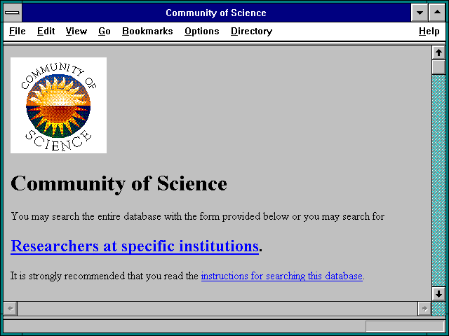 Screenshot of Community of Science