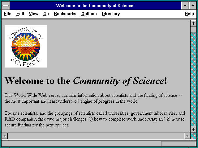 Screenshot of Welcome to the Community of Science!