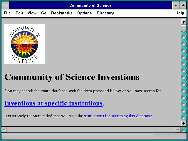 Screenshot of Community of Science
