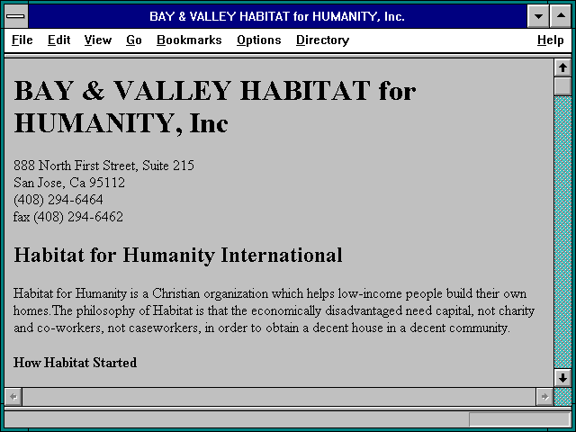 Screenshot of BAY & VALLEY HABITAT for HUMANITY Inc.