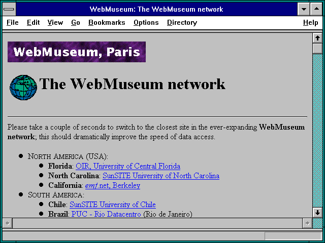 Screenshot of WebMuseum: The WebMuseum network