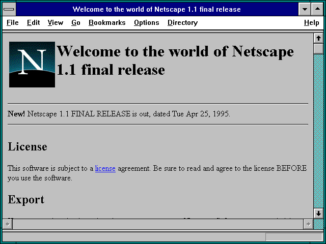 Screenshot of Welcome to the world of Netscape 1.1 final release