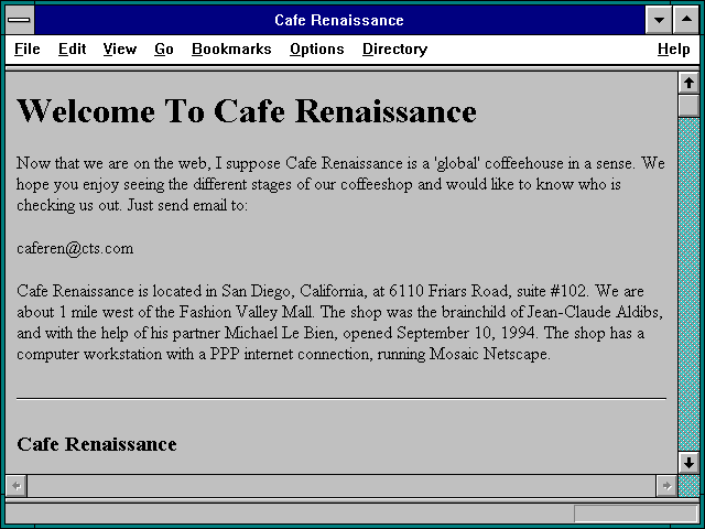 Screenshot of Cafe Renaissance