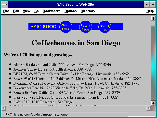 Screenshot of SAIC Security Web Site