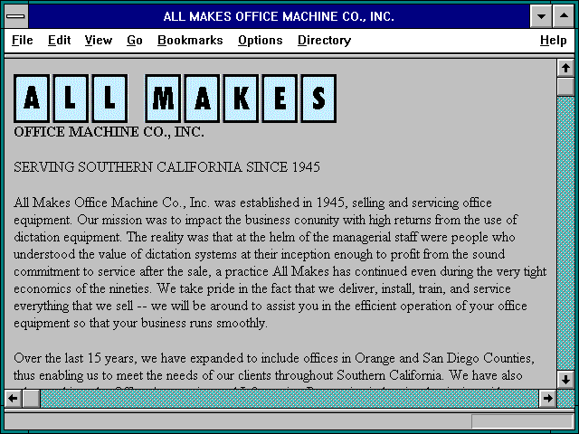 Screenshot of ALL MAKES OFFICE MACHINE CO. INC.