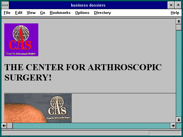 Screenshot of Center for Arthroscopic Surgery