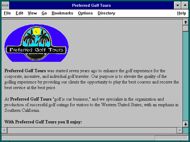 Screenshot of Preferred Golf Tours