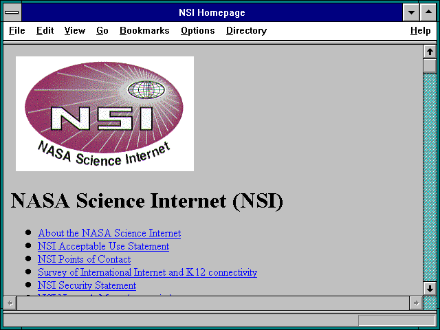 Screenshot of NSI Homepage