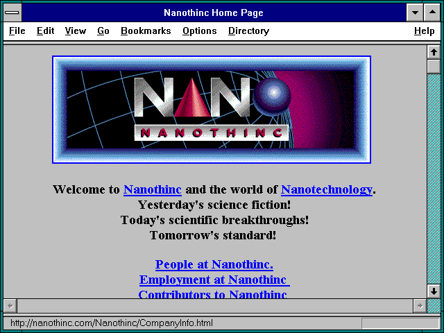 Screenshot of Nanothinc Home Page