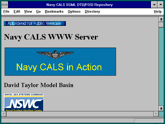 Screenshot of Navy CALS SGML DTD/FOSI Repository