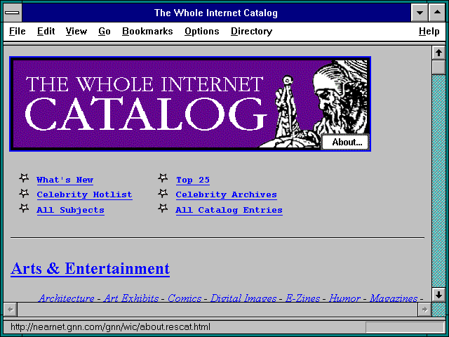 Screenshot of The Whole Internet Catalog
