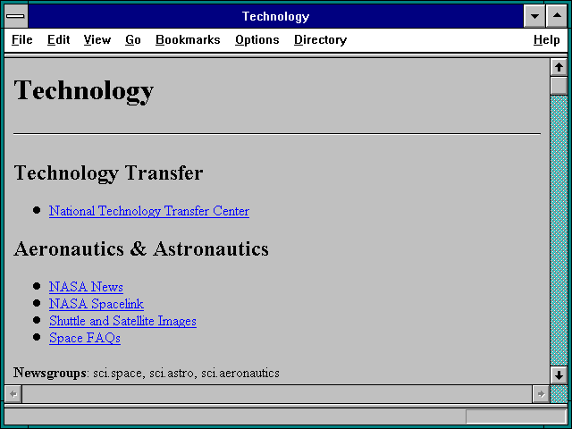 Screenshot of Technology