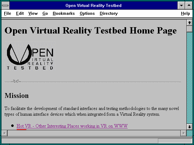 Screenshot of Open Virtual Reality Testbed