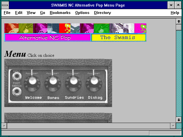 Screenshot of SWAMIS NC Alternative Pop Menu Page