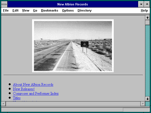 Screenshot of newalbion.com root menu