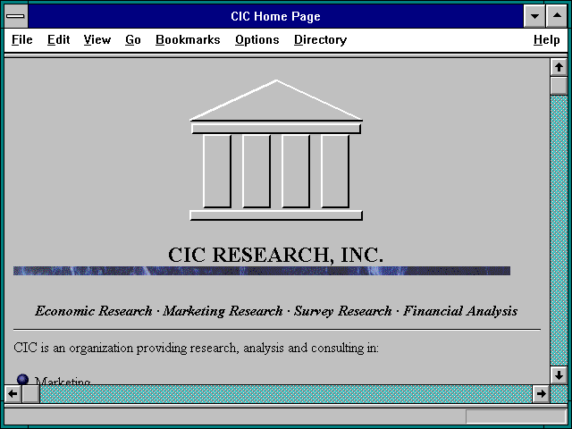Screenshot of CIC Home Page