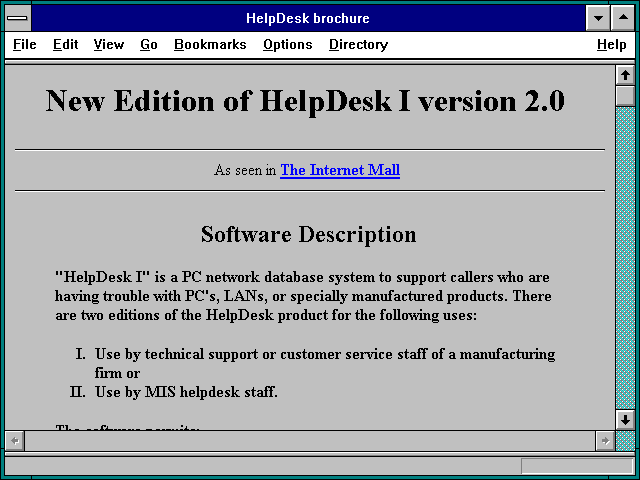 Screenshot of HelpDesk brochure