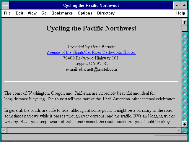 Screenshot of Northern California Tourist Information