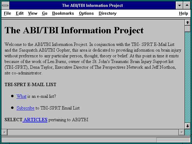 Screenshot of The ABI/TBI Information Project