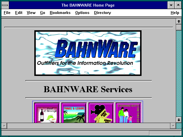 Screenshot of The BAHNWARE Home Page