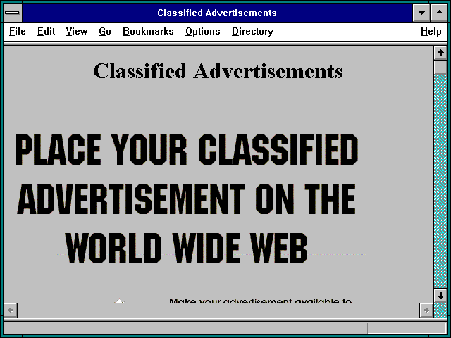 Screenshot of Classified Advertisements