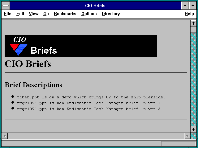 Screenshot of Index of /~mole/CIO_Briefs/