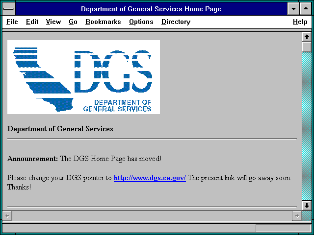 Screenshot of Department of General Services Home Page
