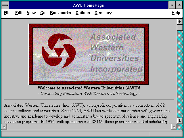 Screenshot of AWU HomePage