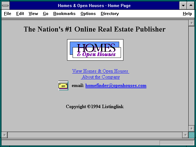 Screenshot of Homes & Open Houses - Home Page