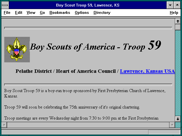 Screenshot of Boy Scout Troop 59 Lawrence KS