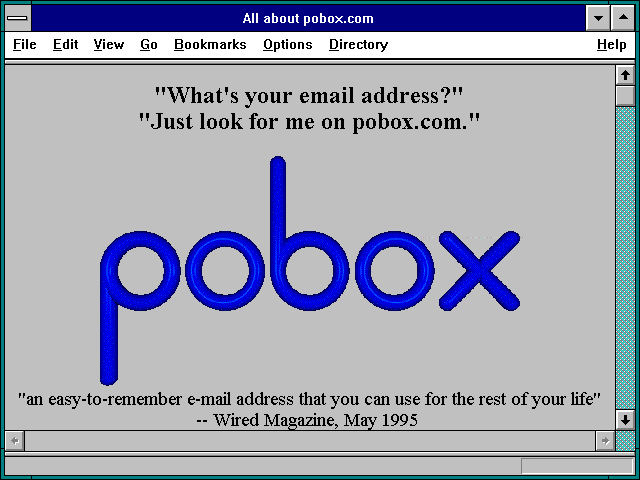 Screenshot of All about pobox.com