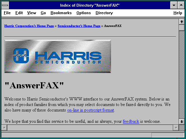 Screenshot of Index of Directory 'AnswerFAX'
