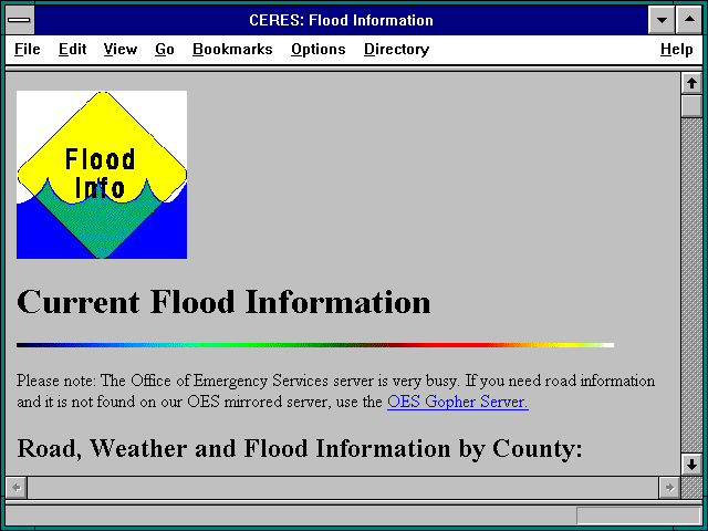 Screenshot of California Flood Information