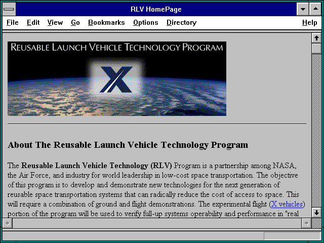 Screenshot of RLV HomePage
