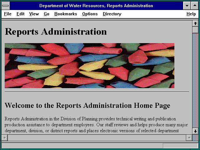 Screenshot of Department of Water Resources Reports Administration