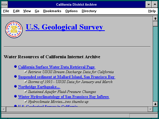 Screenshot of California District Archive
