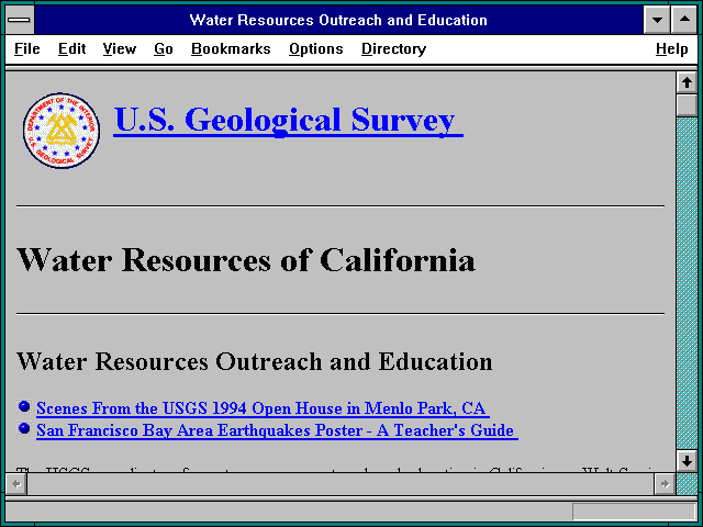 Screenshot of Water Resources Outreach and Education